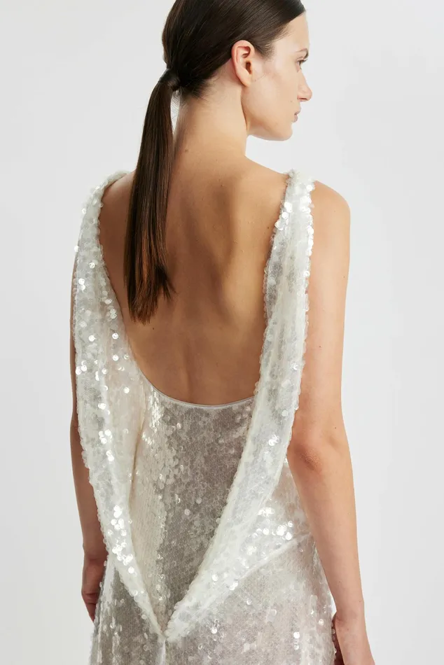Emilia Wickstead Leoni Evening Dress In Clear and White Sequins Women Gowns