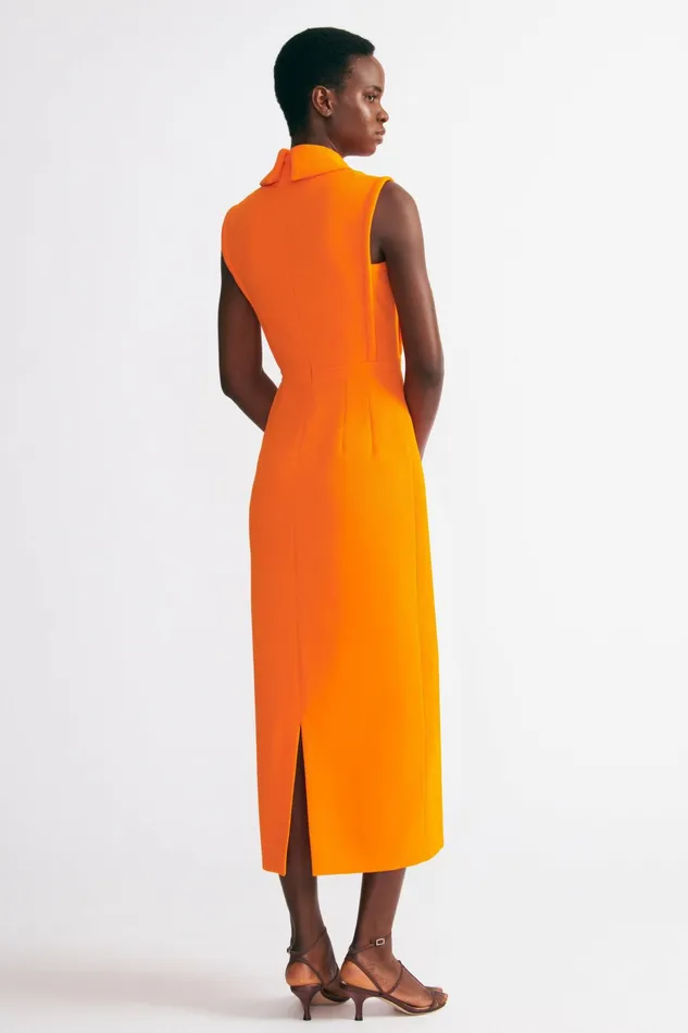 Emilia Wickstead Miles Dress In Hot Orange Double Crepe Women Dresses