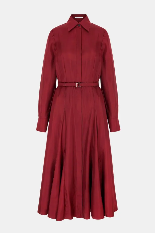 Emilia Wickstead Riko Dress In Burgundy Silk Twill Women Dresses