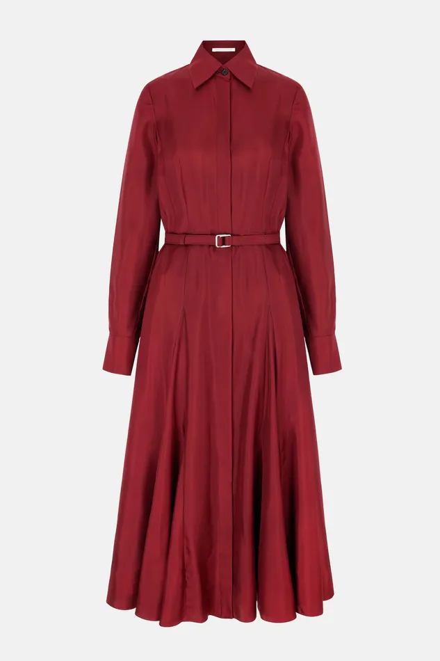 Emilia Wickstead Riko Dress In Burgundy Silk Twill Women Dresses