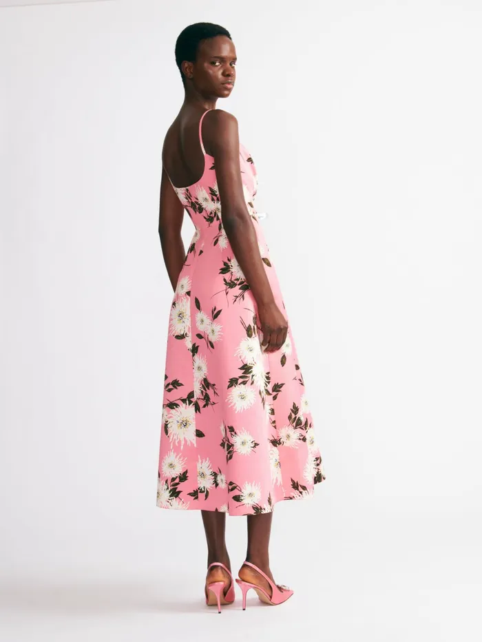 Emilia Wickstead Wenna Dress In Coral Dahlia Floral Print Taffeta Faille Women Dresses Emilia Wickstead Wenna Dress In Coral Dahlia Floral Print Taffeta Faille Women Dresses