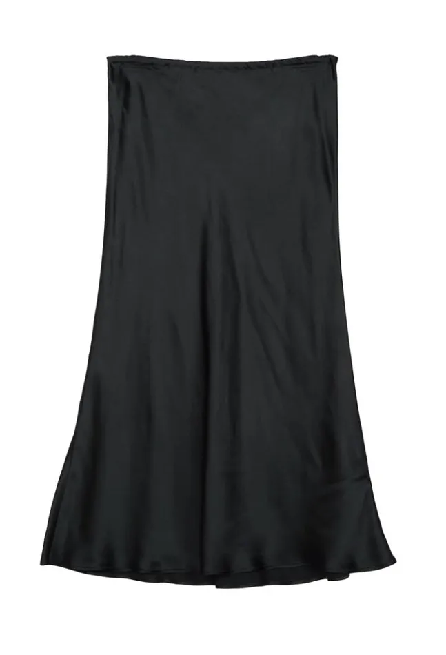 Emilie Black Satin Midi Skirt Women Ciao Lucia Skirts