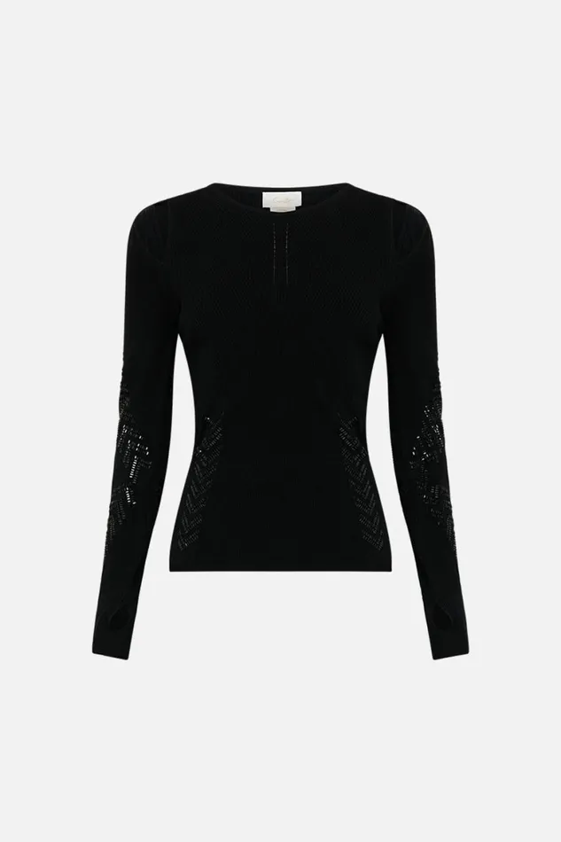 ENGINEERED CUT OUT LONG SLEEVE KNIT TOP CARTOUCHE KINGDOM Cartouche Kingdom Womens Camilla Knitwear