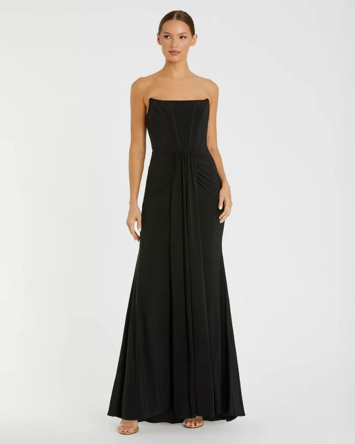 Evening Gowns Women Mac Duggal Strapless Sweetheart Jersey Dress With Waist Detail Black Evening Gowns Women Mac Duggal Strapless Sweetheart Jersey Dress With Waist Detail Black
