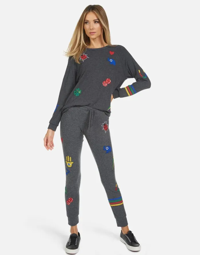 Everly Lucky Elements Heather Black Women Lauren Moshi Long Sleeve