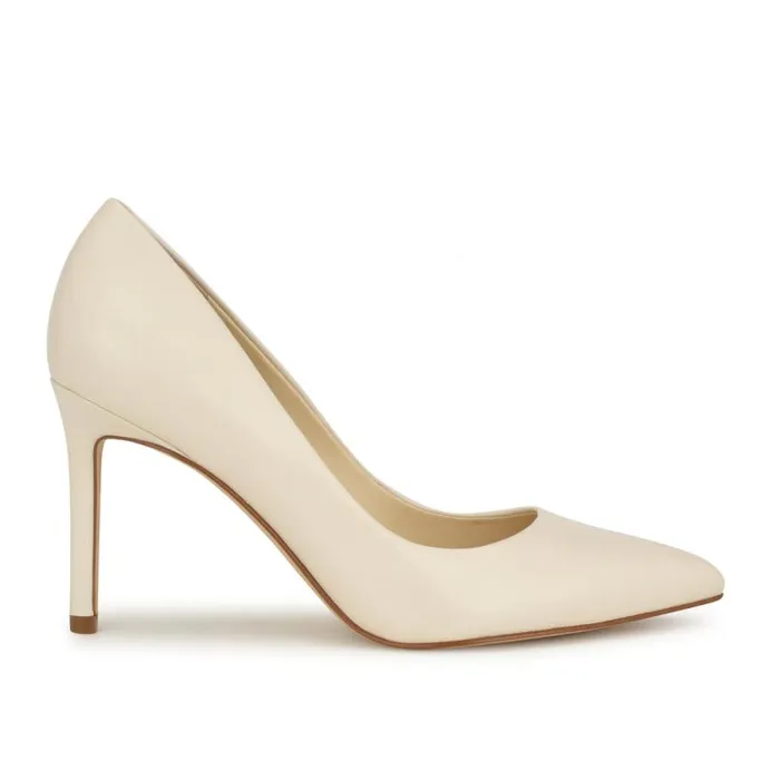 Ezra Pointy Toe Pumps Chic Cream Leather Women Nine West Heels