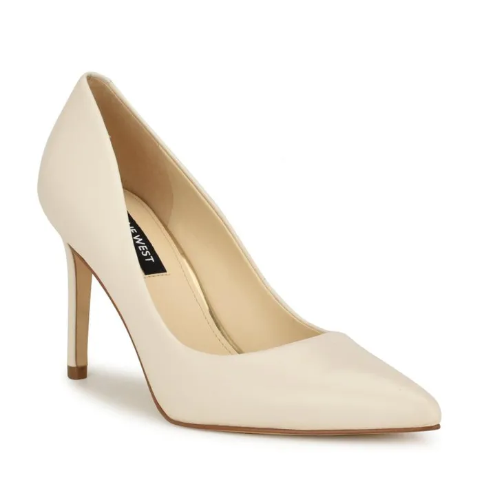Ezra Pointy Toe Pumps Chic Cream Leather Women Nine West Heels Ezra Pointy Toe Pumps Chic Cream Leather Women Nine West Heels