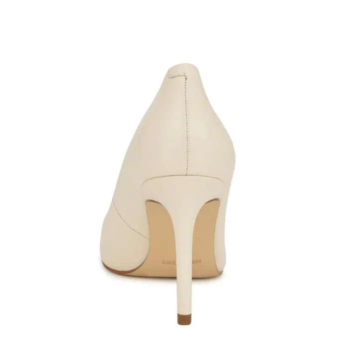 Ezra Pointy Toe Pumps Chic Cream Leather Women Nine West Heels Ezra Pointy Toe Pumps Chic Cream Leather Women Nine West Heels