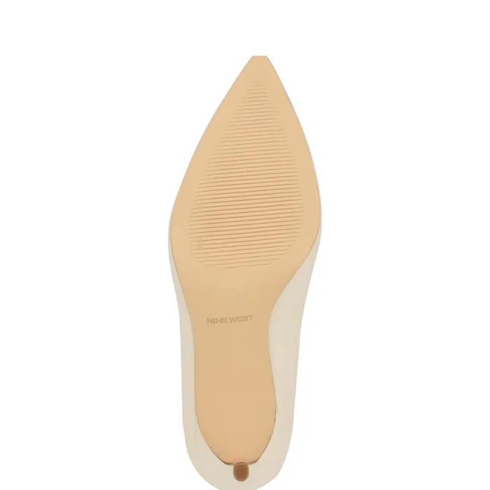Ezra Pointy Toe Pumps Chic Cream Leather Women Nine West Heels Ezra Pointy Toe Pumps Chic Cream Leather Women Nine West Heels