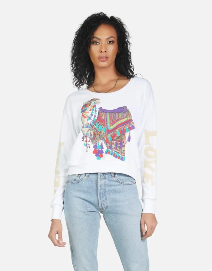 Farrah Peace Love Camel White Women Lauren Moshi Long Sleeve