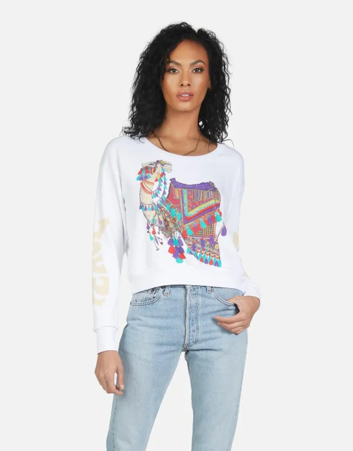 Farrah Peace Love Camel White Women Lauren Moshi Long Sleeve