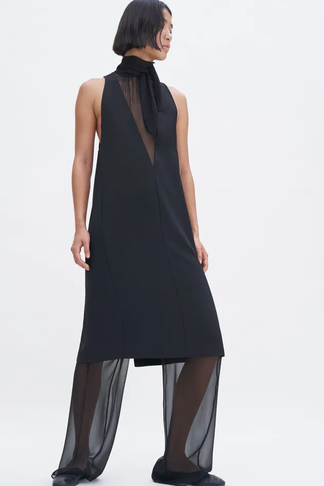 filippak Dresses Women Contrast VNeck Dress Black filippak Dresses Women Contrast VNeck Dress Black