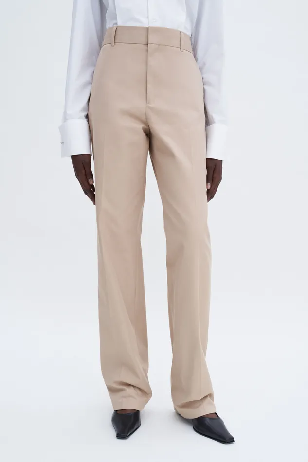 filippak Trousers Women Tailored Cotton Trousers Sand Beige