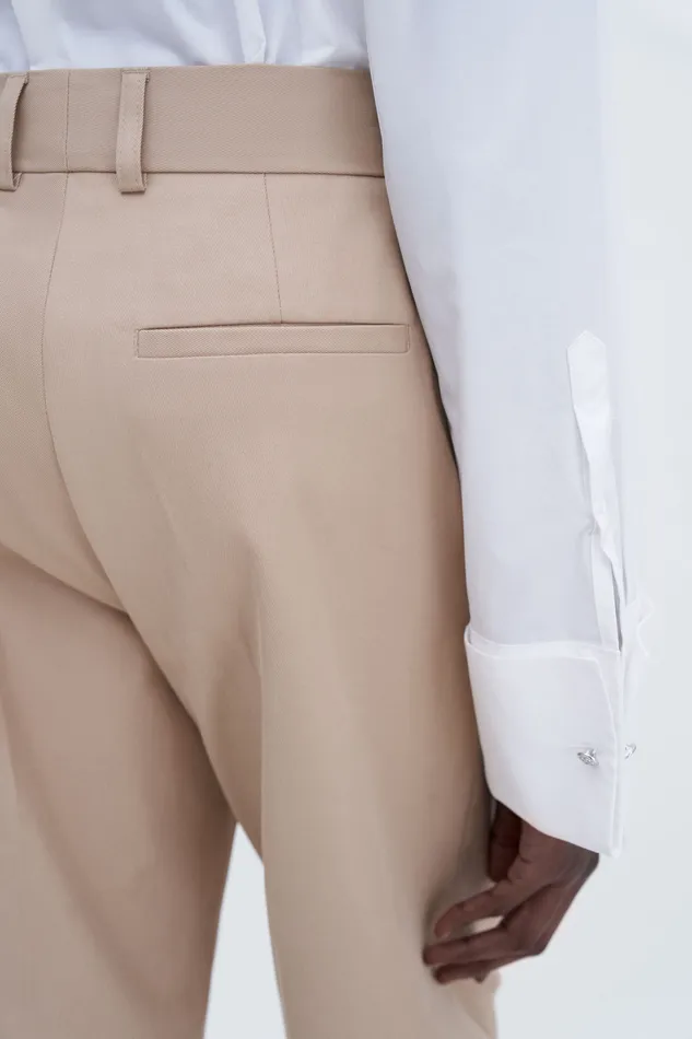 filippak Trousers Women Tailored Cotton Trousers Sand Beige filippak Trousers Women Tailored Cotton Trousers Sand Beige