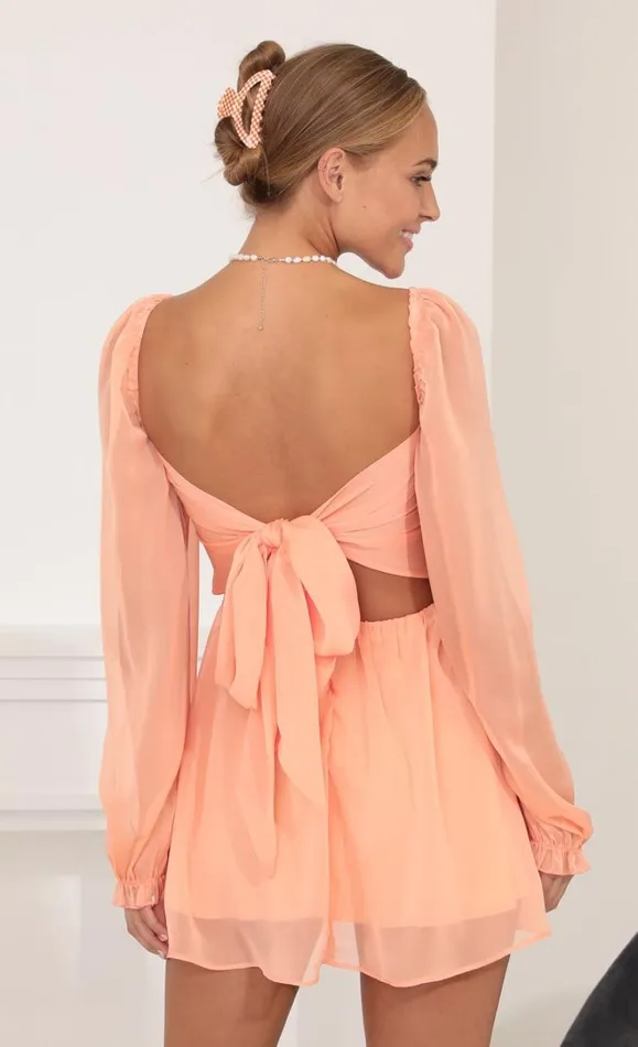 Fit And Flare Dress Peach Women LUCY IN THE SKY Mini Dresses Fit And Flare Dress Peach Women LUCY IN THE SKY Mini Dresses