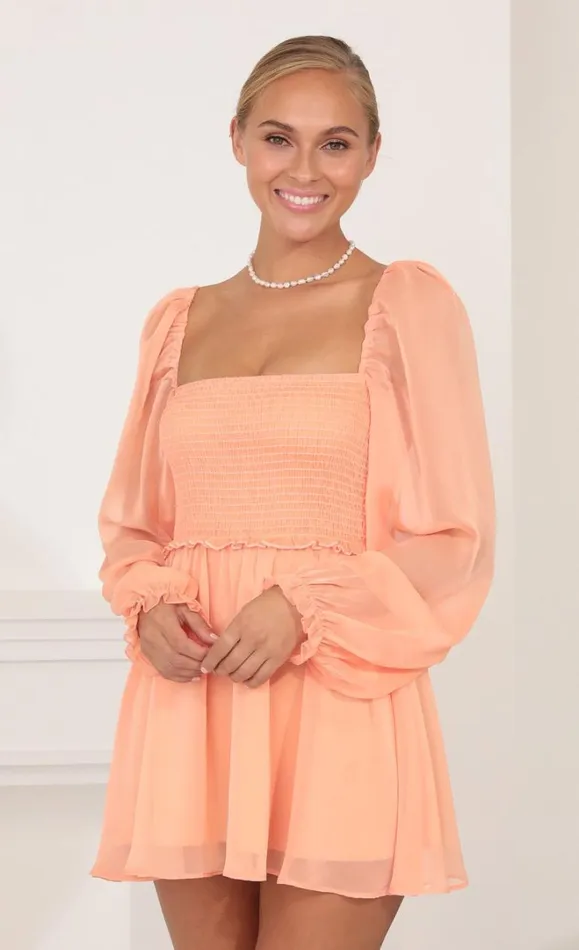 Fit And Flare Dress Peach Women LUCY IN THE SKY Mini Dresses Fit And Flare Dress Peach Women LUCY IN THE SKY Mini Dresses