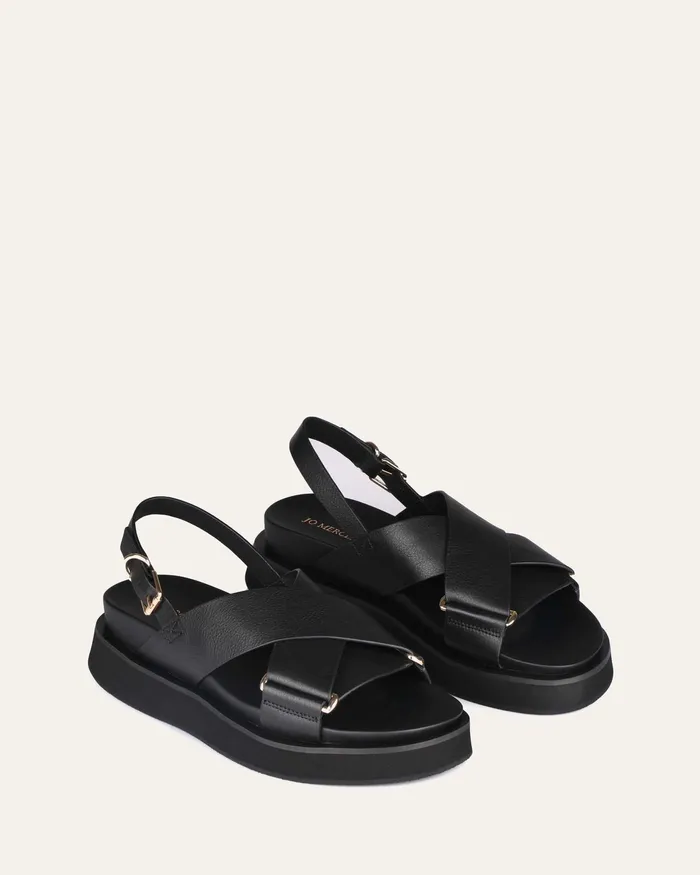 FLAT SANDALS Marley flat sandals black leather jomercer Women FLAT SANDALS Marley flat sandals black leather jomercer Women