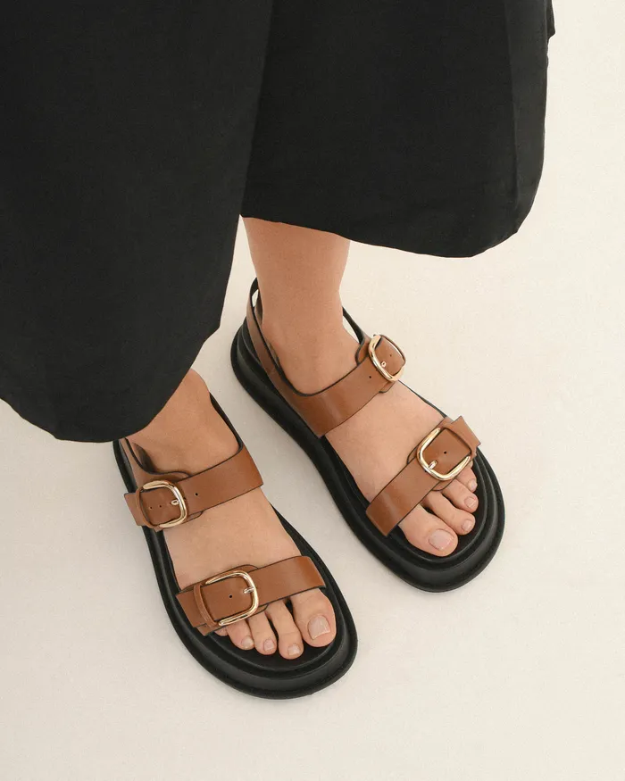 FLAT SANDALS Women jomercer Mabel flat sandals dark tan leather FLAT SANDALS Women jomercer Mabel flat sandals dark tan leather