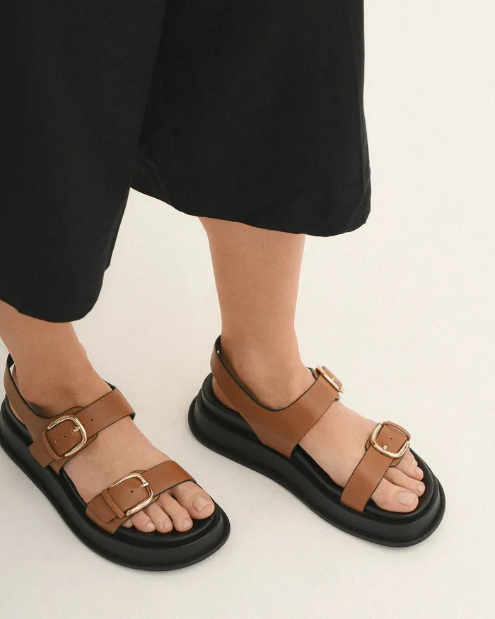 FLAT SANDALS Women jomercer Mabel flat sandals dark tan leather FLAT SANDALS Women jomercer Mabel flat sandals dark tan leather