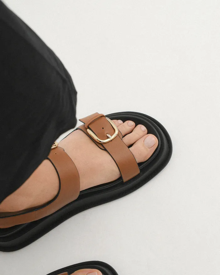 FLAT SANDALS Women jomercer Mabel flat sandals dark tan leather FLAT SANDALS Women jomercer Mabel flat sandals dark tan leather