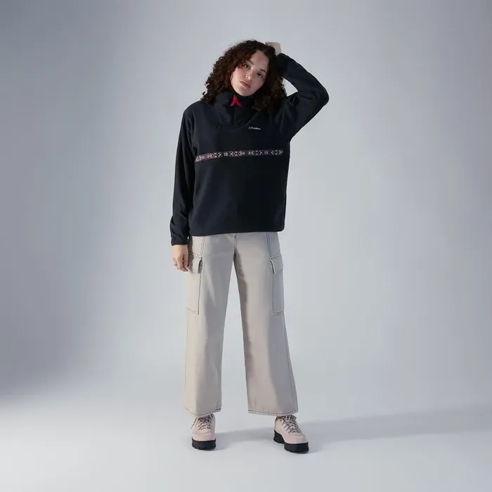 Fleece Women Berghaus Oversized Aztec Halfzip Fleece 8211 Black