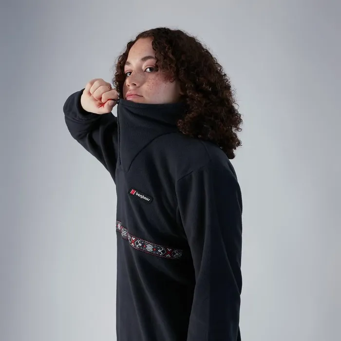 Fleece Women Berghaus Oversized Aztec Halfzip Fleece 8211 Black