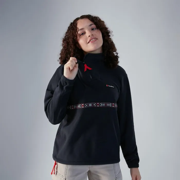 Fleece Women Berghaus Oversized Aztec Halfzip Fleece 8211 Black
