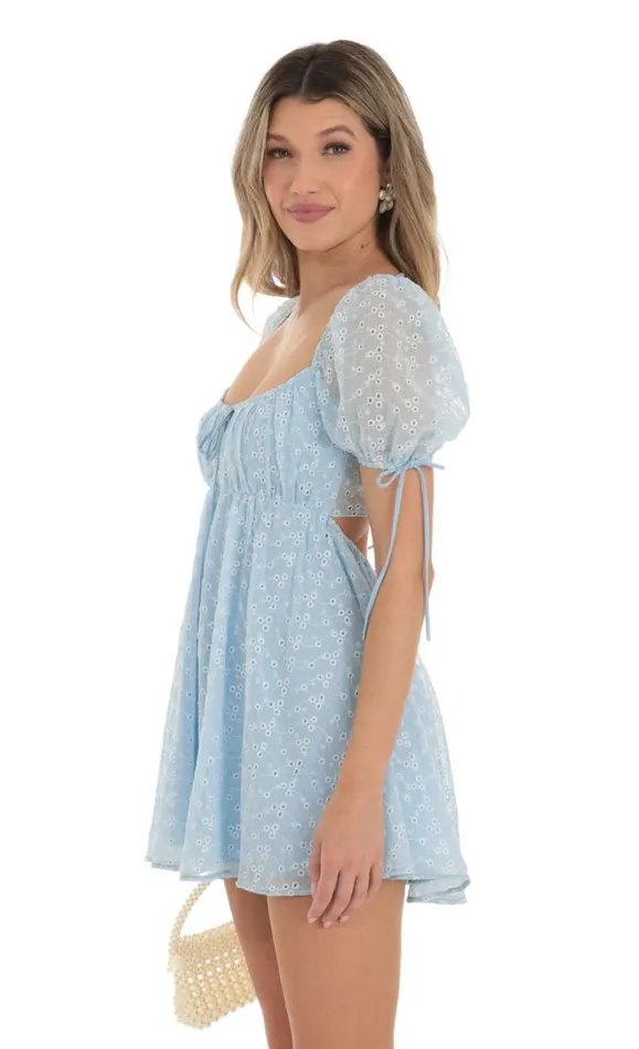 Floral Baby Doll Dress Blue Women LUCY IN THE SKY Mini Dresses Floral Baby Doll Dress Blue Women LUCY IN THE SKY Mini Dresses