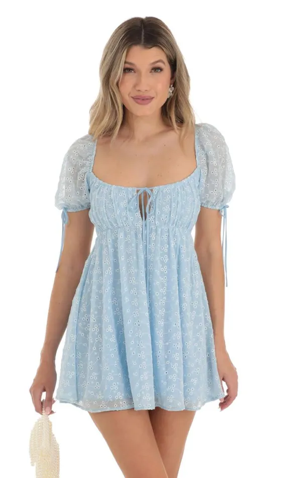 Floral Baby Doll Dress Blue Women LUCY IN THE SKY Mini Dresses Floral Baby Doll Dress Blue Women LUCY IN THE SKY Mini Dresses
