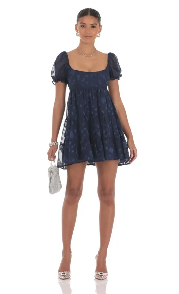 Floral Chiffon Fit And Flare Dress Navy Women LUCY IN THE SKY Mini Dresses Floral Chiffon Fit And Flare Dress Navy Women LUCY IN THE SKY Mini Dresses
