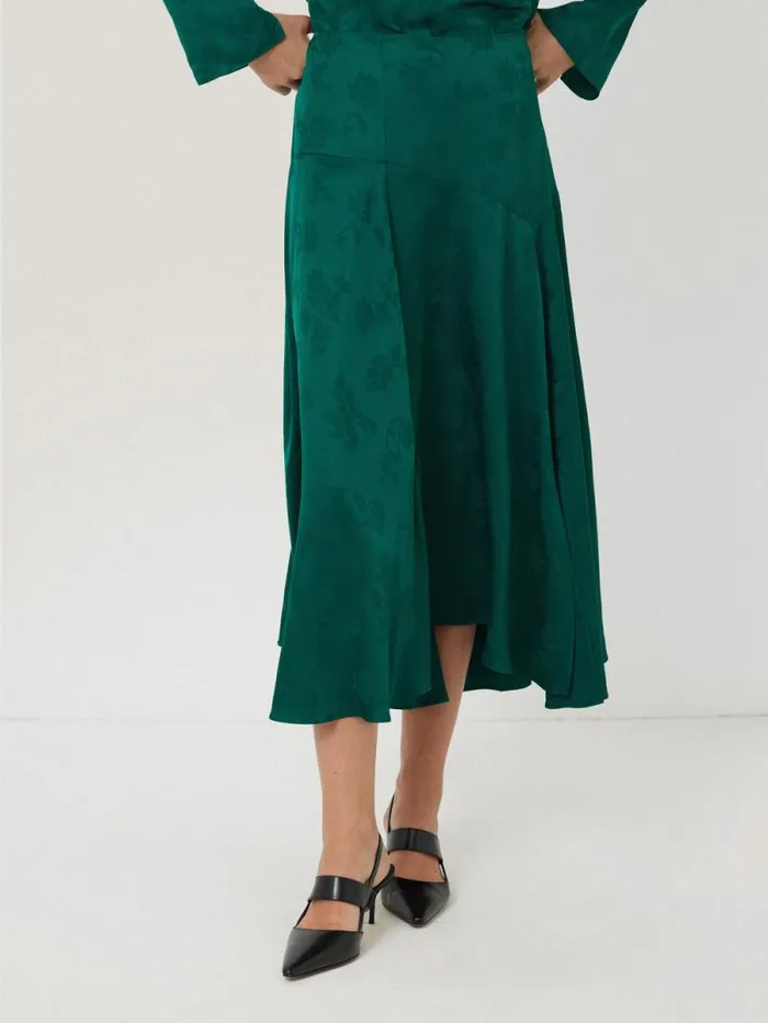 Floral Jacquard Midi Skirt Green Women Jigsaw Skirts