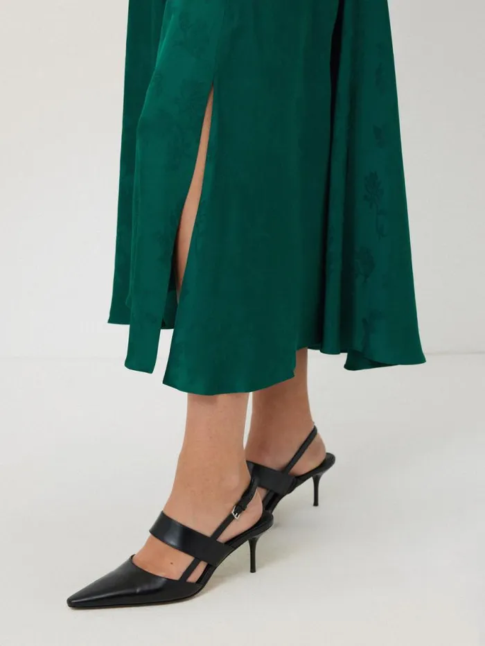 Floral Jacquard Midi Skirt Green Women Jigsaw Skirts