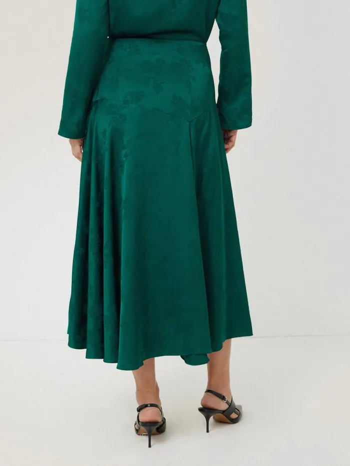 Floral Jacquard Midi Skirt Green Women Jigsaw Skirts