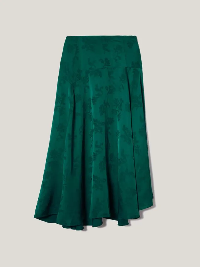 Floral Jacquard Midi Skirt Green Women Jigsaw Skirts
