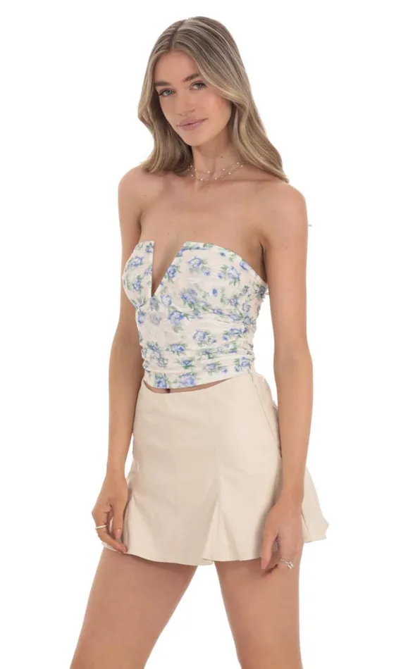 Floral Lace Strapless Top White Women LUCY IN THE SKY Tops Floral Lace Strapless Top White Women LUCY IN THE SKY Tops