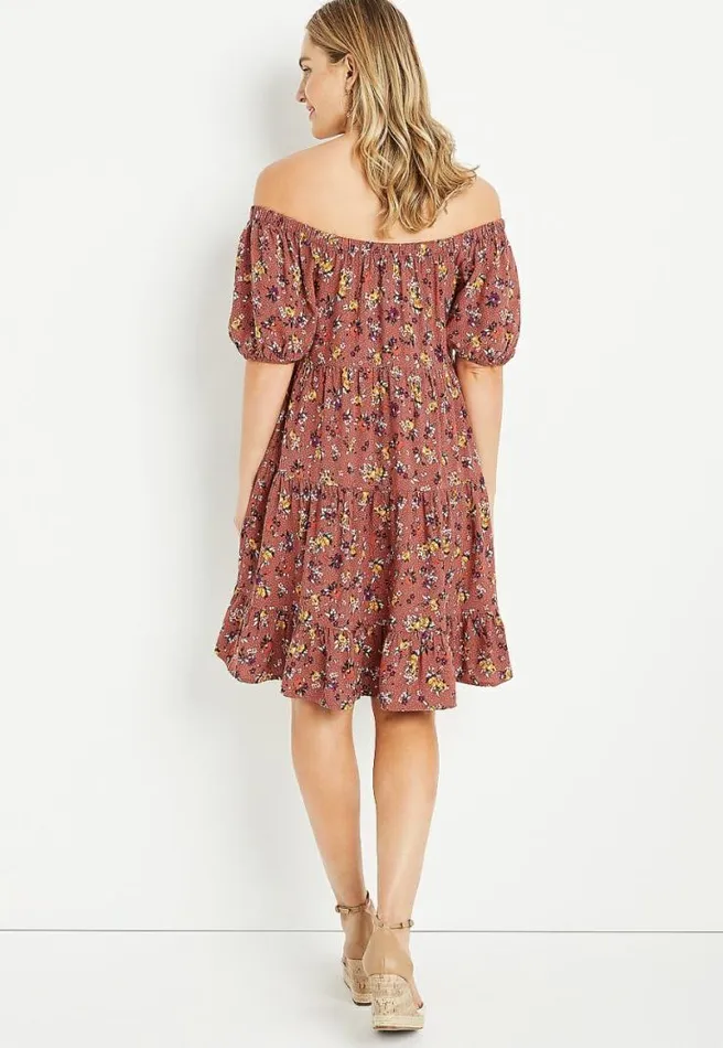 Floral Off The Shoulder Babydoll Dress Women Maurices Dresses and Jumpsuits