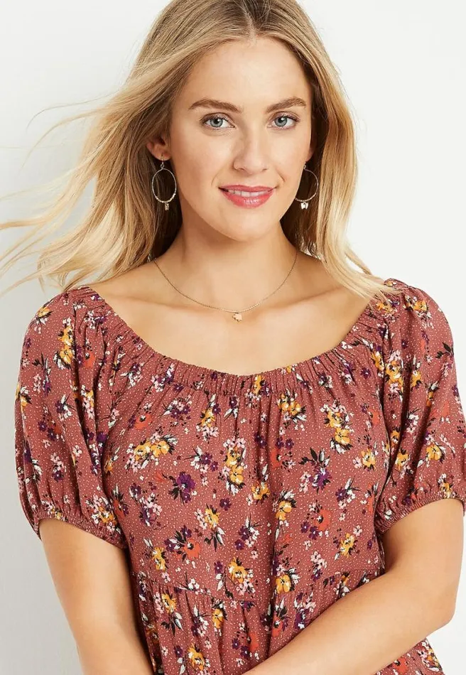 Floral Off The Shoulder Babydoll Dress Women Maurices Dresses and Jumpsuits