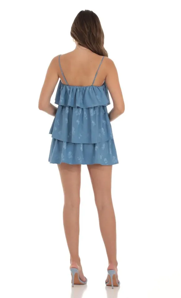 Floral Ruffle Shift Dress Blue Women LUCY IN THE SKY Mini Dresses Floral Ruffle Shift Dress Blue Women LUCY IN THE SKY Mini Dresses