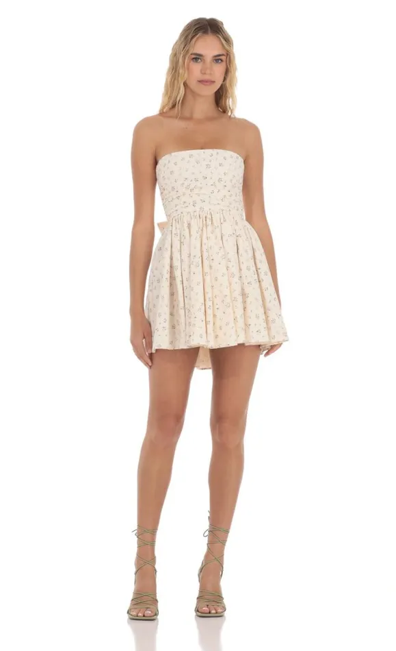 Floral Strapless Aline Dress Cream Women LUCY IN THE SKY Mini Dresses Floral Strapless Aline Dress Cream Women LUCY IN THE SKY Mini Dresses