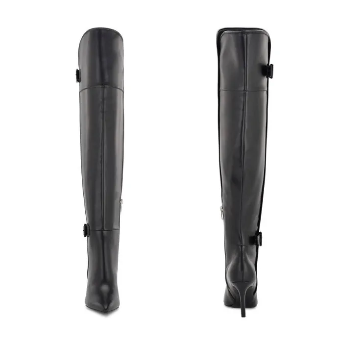 Flye Over The Knee Heeled Boots Black Women Nine West Boots and Booties Flye Over The Knee Heeled Boots Black Women Nine West Boots and Booties