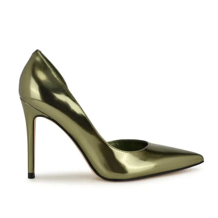 Folowe D039Orsay Pointy Toe Pumps Green Mirror Patent Women Nine West Heels