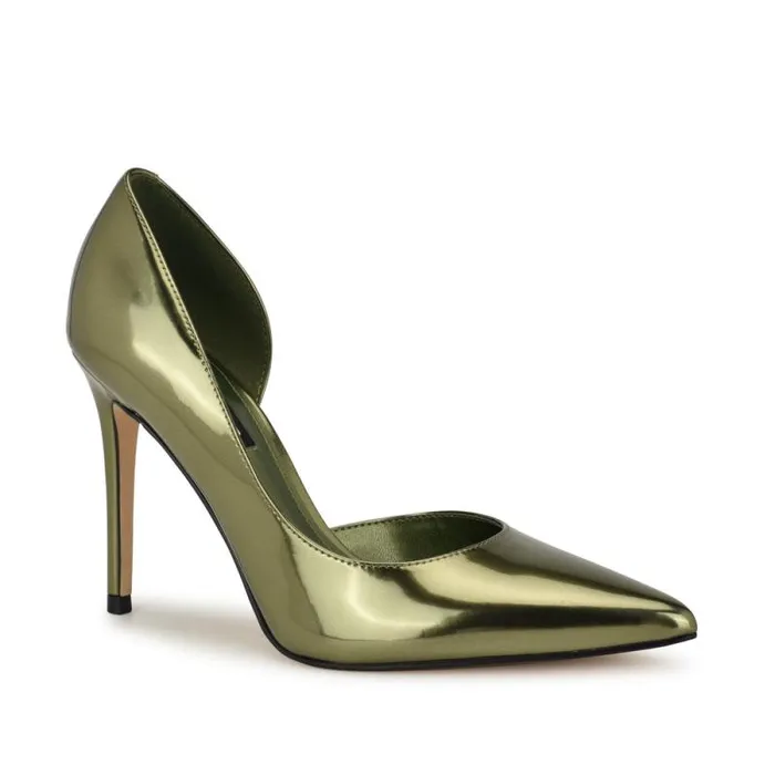 Folowe D039Orsay Pointy Toe Pumps Green Mirror Patent Women Nine West Heels Folowe D039Orsay Pointy Toe Pumps Green Mirror Patent Women Nine West Heels