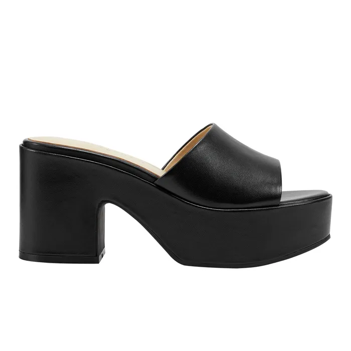Forina Platform Slide Sandal Black Women Mules and Slides Marc Fisher