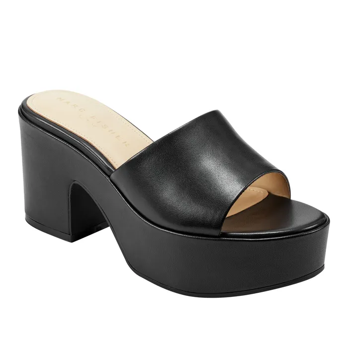 Forina Platform Slide Sandal Black Women Mules and Slides Marc Fisher