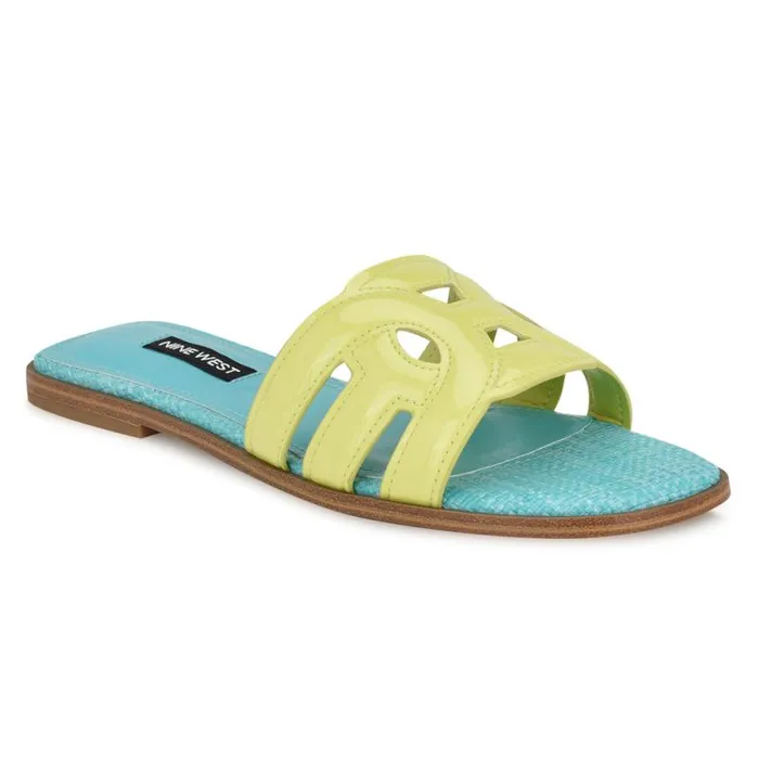 Geena Flat Slide Sandals Yellowblue Women Nine West Sandals Geena Flat Slide Sandals Yellowblue Women Nine West Sandals