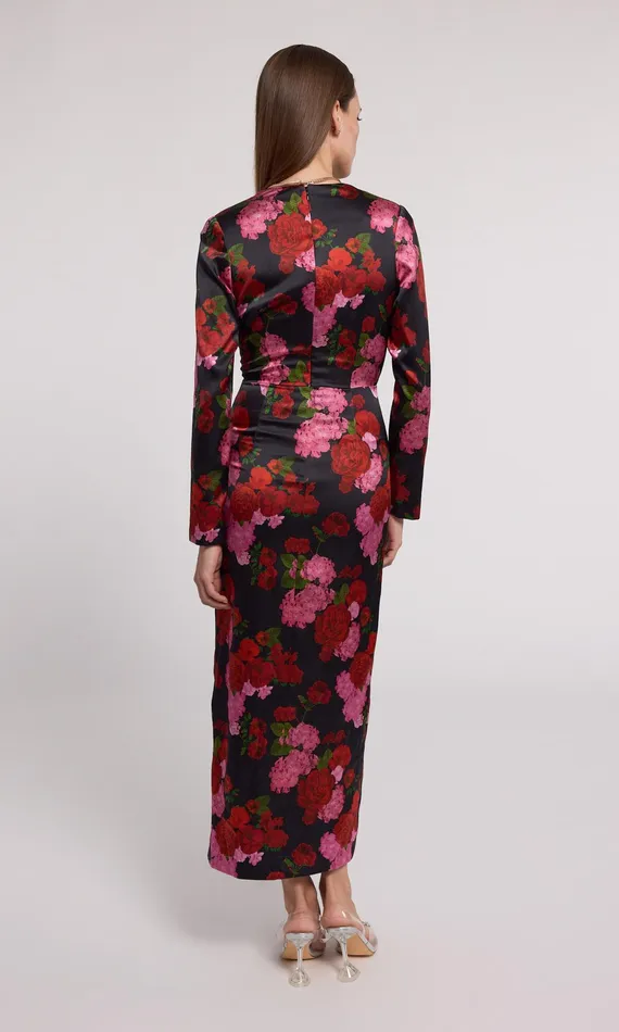 Generation Love Clothing Dresses Silvanna Floral Satin Dress Floral Fantasy Red 8211 Women