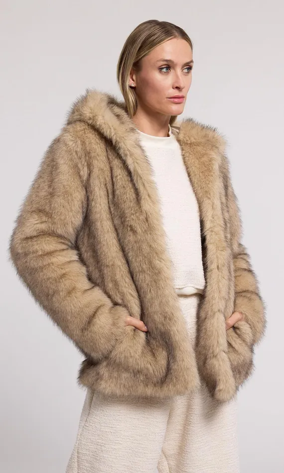 Generation Love Clothing Outerwear Della Faux Fur Hood Jacket Brownblack 8211 Women Generation Love Clothing Outerwear Della Faux Fur Hood Jacket Brownblack 8211 Women
