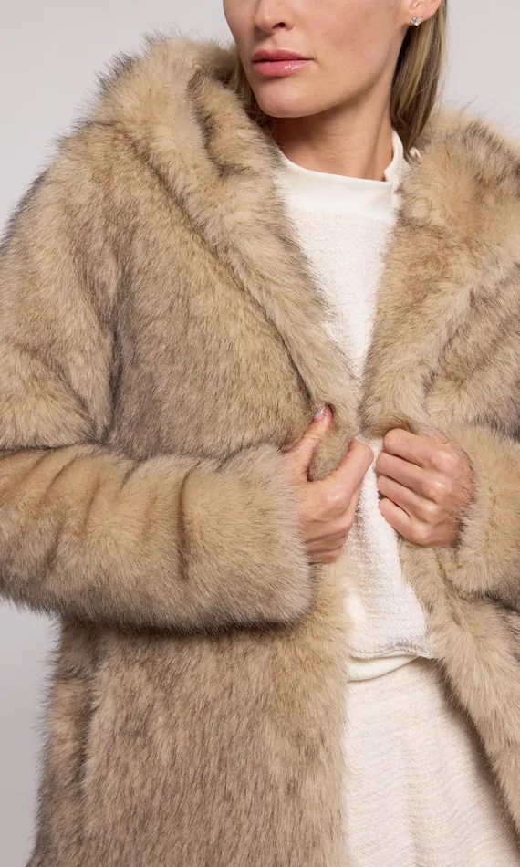 Generation Love Clothing Outerwear Della Faux Fur Hood Jacket Brownblack 8211 Women Generation Love Clothing Outerwear Della Faux Fur Hood Jacket Brownblack 8211 Women