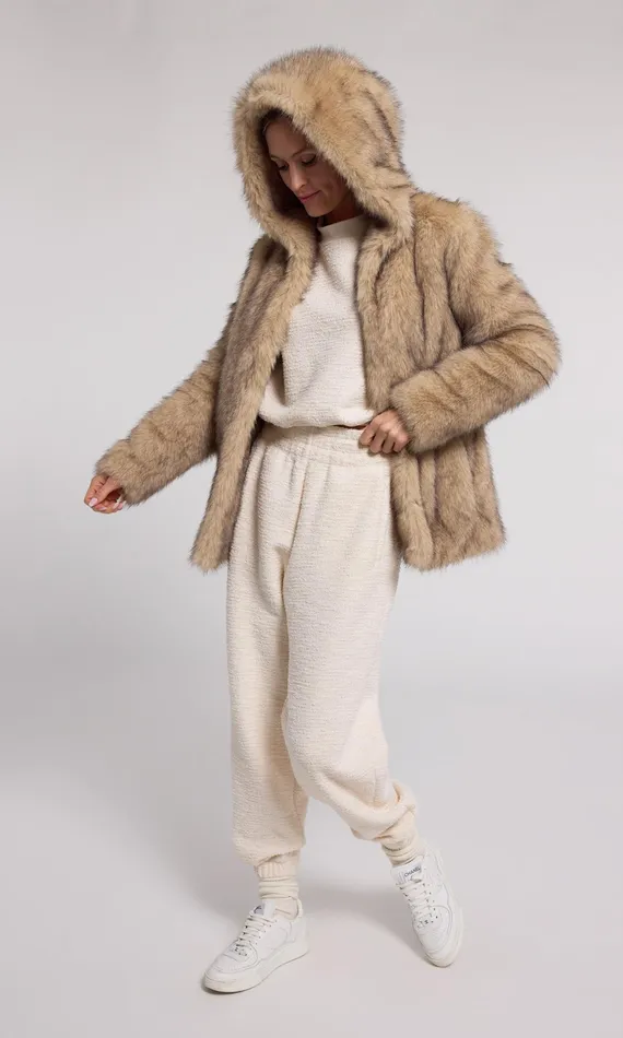 Generation Love Clothing Outerwear Della Faux Fur Hood Jacket Brownblack 8211 Women Generation Love Clothing Outerwear Della Faux Fur Hood Jacket Brownblack 8211 Women