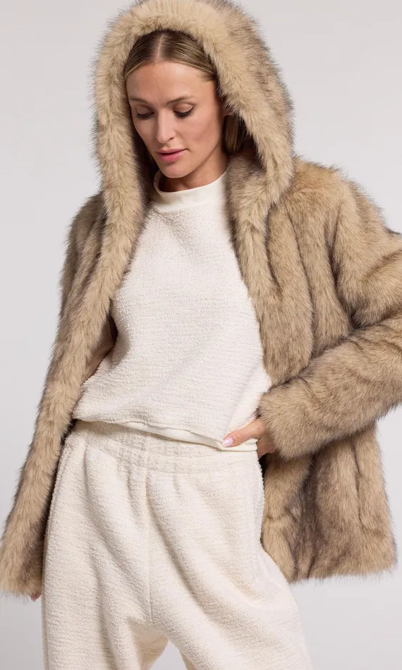 Generation Love Clothing Outerwear Della Faux Fur Hood Jacket Brownblack 8211 Women Generation Love Clothing Outerwear Della Faux Fur Hood Jacket Brownblack 8211 Women